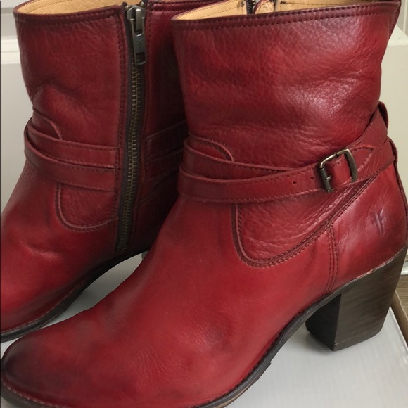 Frye Red Leather Boots- size 7.5 - Picture 2 of 8